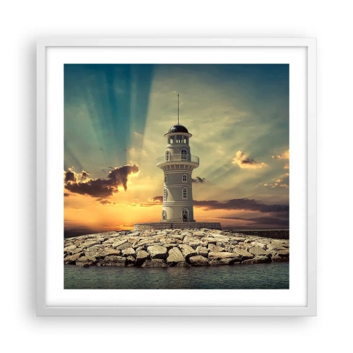 Plakat w białej ramie - Światło - Dobro - Piękno - 50x50 cm