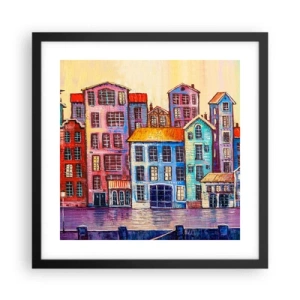 Plakat w czarnej ramie - Miasto jak z bajki - 40x40 cm