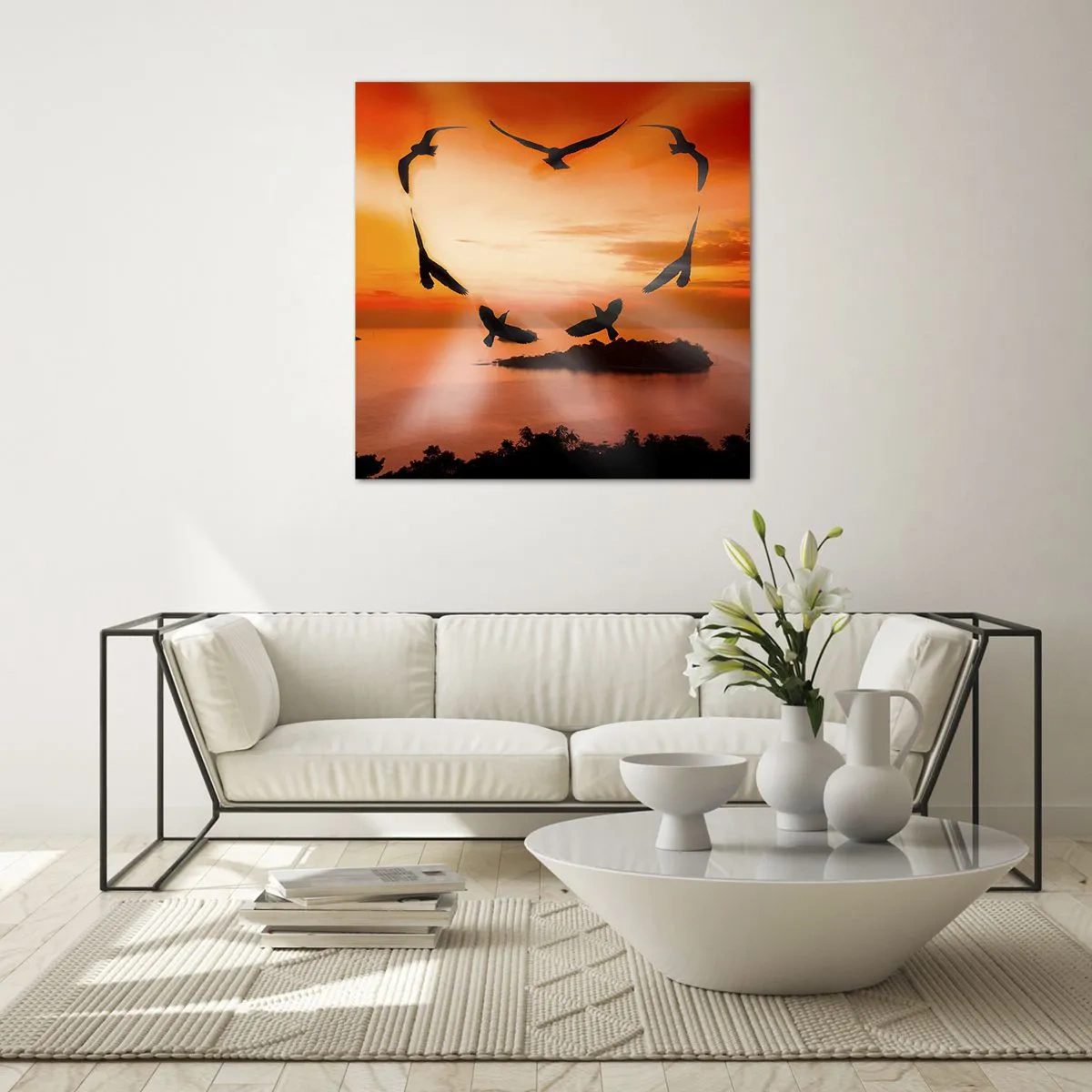 Obraz na szkle - Kochaj świat jak ptaki - 60x60 cm