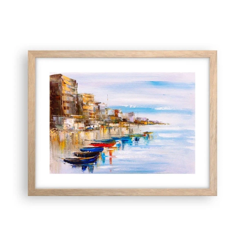 Plakat w ramie jasny dąb - Wielobarwna miejska przystań - 40x30 cm