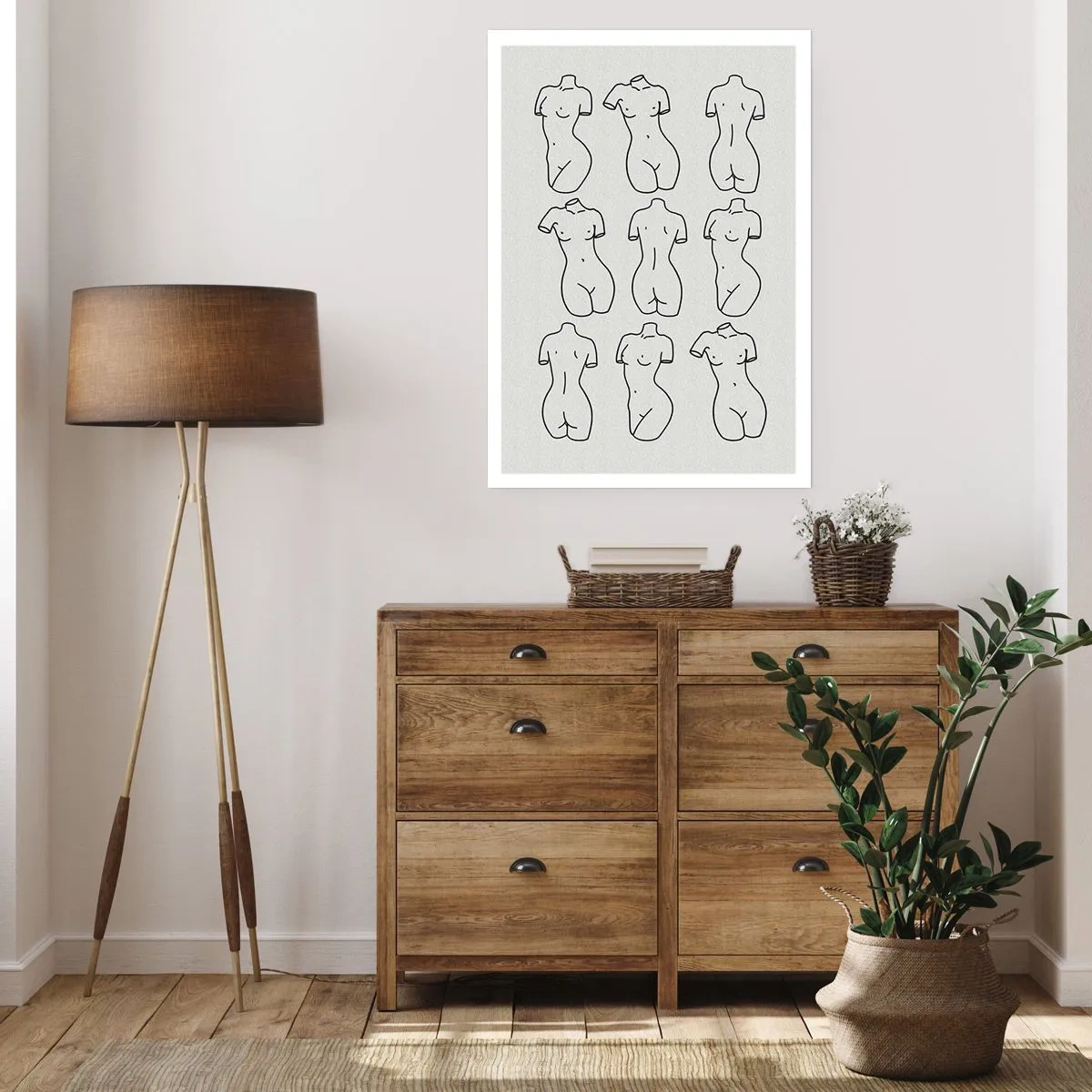 Plakat - Minimalistyczna ilustracja kobiecych sylwetek w czarnych konturach - 50x70cm - Tylko Wenus - Nowoczesna dekoracja ścienna do salonu, kuchni i sypialni ARTTOR