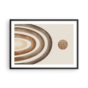 Plakat w czarnej ramie - Geometryczny motyw planetarny w odcieniach brązu - 70x50cm - W odległej galaktyce - Nowoczesna dekoracja ścienna do salonu i sypialni ARTTOR