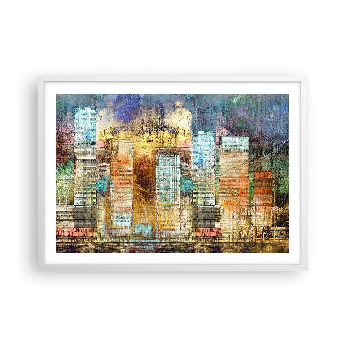 Plakat w białej ramie - Słoneczna metropolia - 70x50 cm