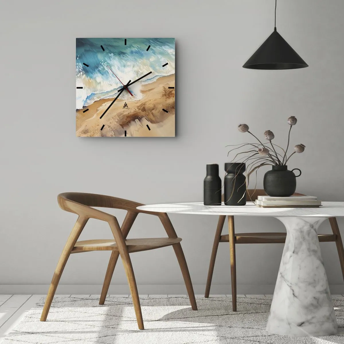 Zegar ścienny - Powracająca fala - 40x40 cm