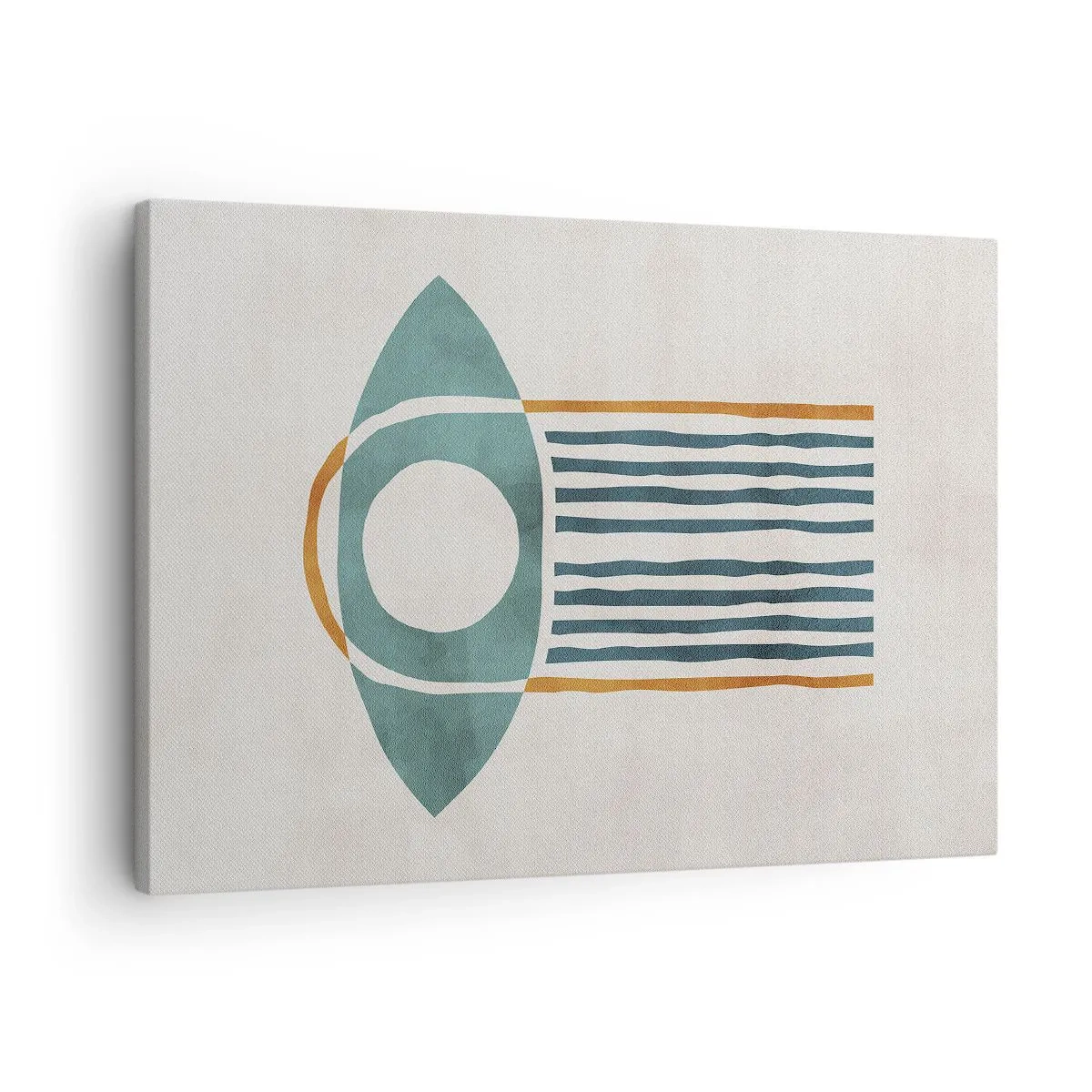 Obraz na płótnie - Geometryczny wzór w odcieniach zieleni i pomarańczu - 70x50cm - Znaki i rytuały - Nowoczesna dekoracja ścienna do salonu i sypialni ARTTOR