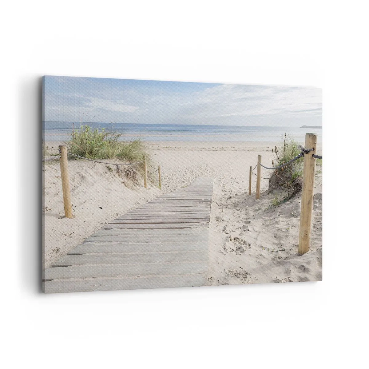 Obraz na płótnie - Ścieżka z desek prowadząca na piaszczystą plażę - 120x80cm - Po horyzont - Nowoczesna dekoracja ścienna do salonu, kuchni i sypialni ARTTOR