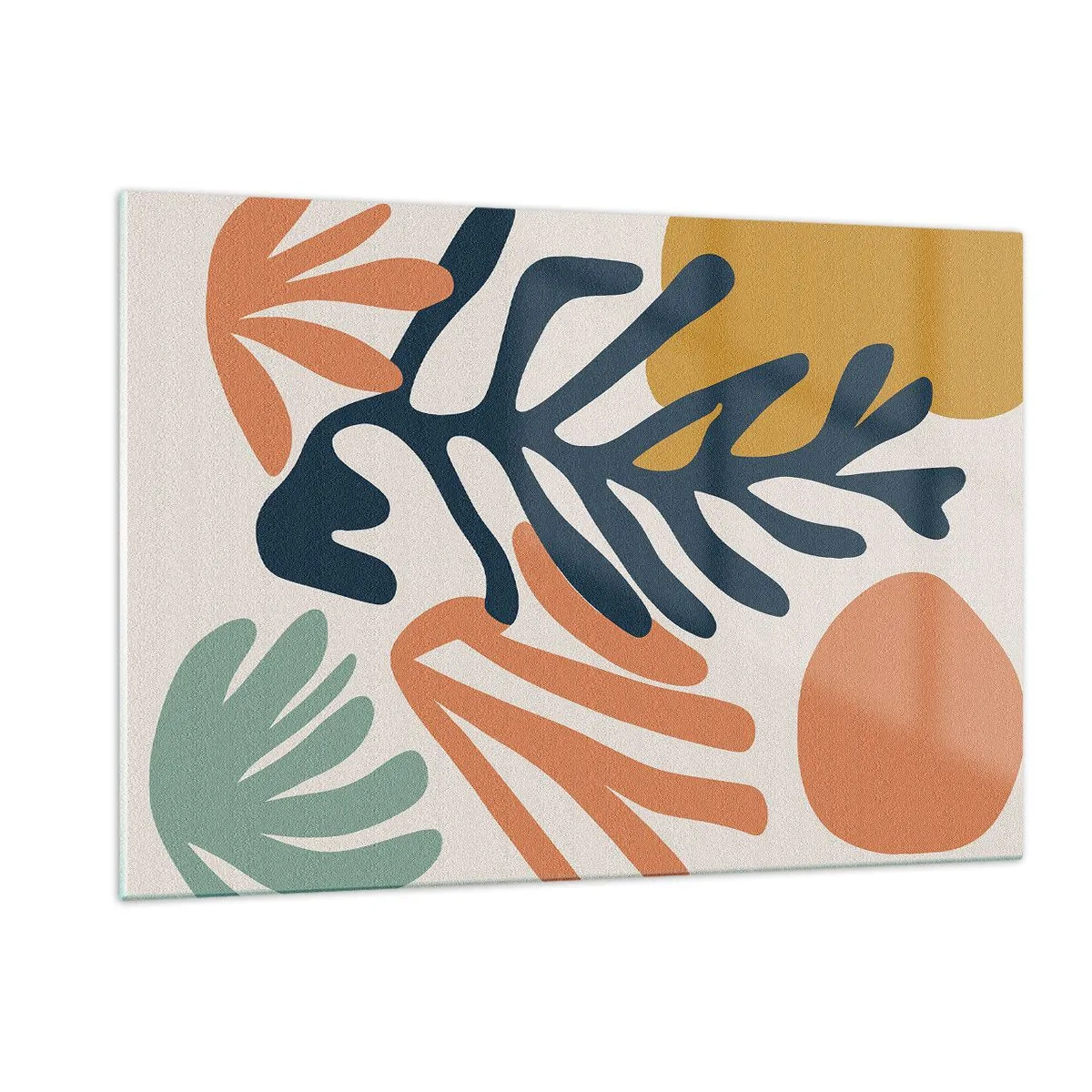 Obraz na szkle - Kolorowa grafika z motywem roślinnym i koralowym - 120x80cm - Koralowe morza - Nowoczesna dekoracja ścienna do salonu, kuchni i sypialni ARTTOR