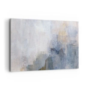 Obraz na płótnie - Subtelne abstrakcyjne plamy w odcieniach błękitu i beżu - 120x80cm - Tony i akordy barw - Nowoczesna dekoracja ścienna do salonu, kuchni i sypialni ARTTOR