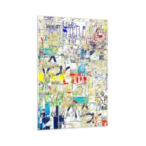 Obraz na szkle - Abstrakcyjne graffiti z kolorowymi napisami i wzorami - 70x100cm - Po prostu cieszy oczy - Nowoczesna dekoracja ścienna do salonu i sypialni ARTTOR