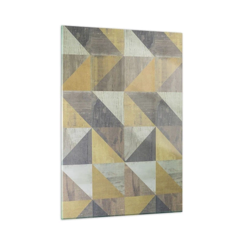 Obraz na szkle - Geometryczny wzór z trójkątów w stonowanych barwach - 50x70cm - Pod kątem trójkąta - Nowoczesna dekoracja ścienna do salonu, kuchni i sypialni ARTTOR
