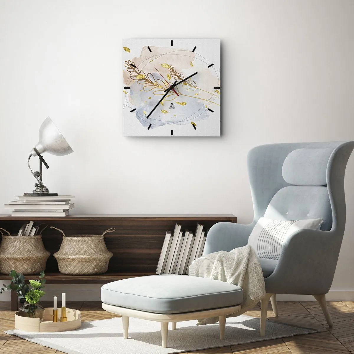 Zegar ścienny - Złoty podmuch - 30x30 cm