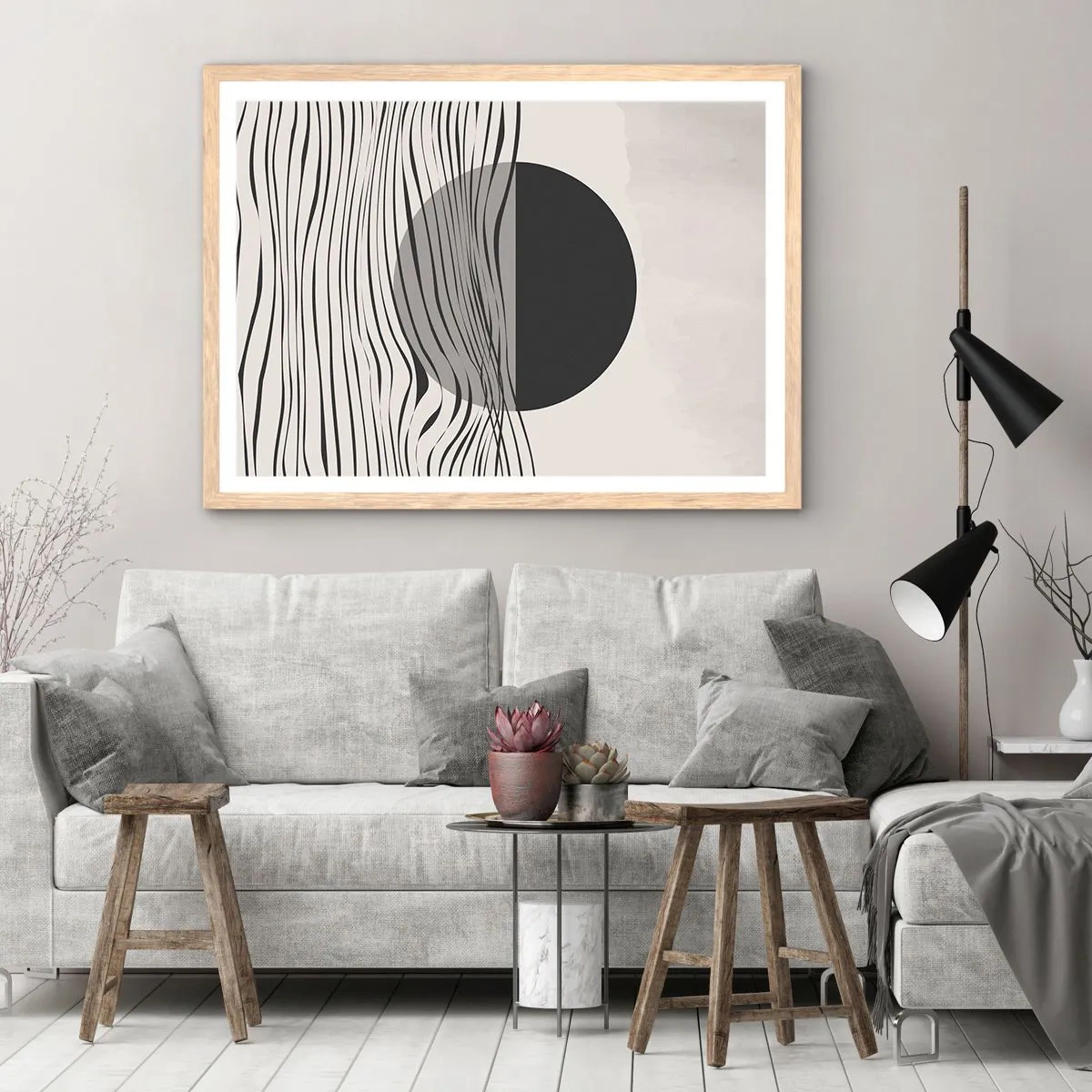 Plakat w ramie jasny dąb - Kompozycja połowiczna - 100x70 cm