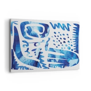 Obraz na płótnie - Abstrakcyjny wzór w odcieniach niebieskiego - 100x70cm - Powrót do korzeni - Nowoczesna dekoracja ścienna do salonu, kuchni i sypialni ARTTOR