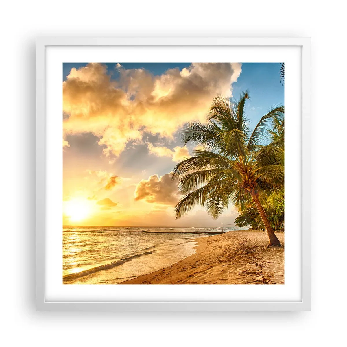 Plakat w białej ramie - Wieczne lato, zawsze wakacje - 50x50 cm