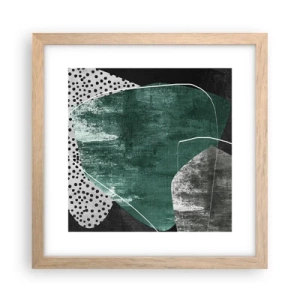 Plakat w ramie jasny dąb - Barwna abstrakcja z płatkiem złota - 30x30 cm