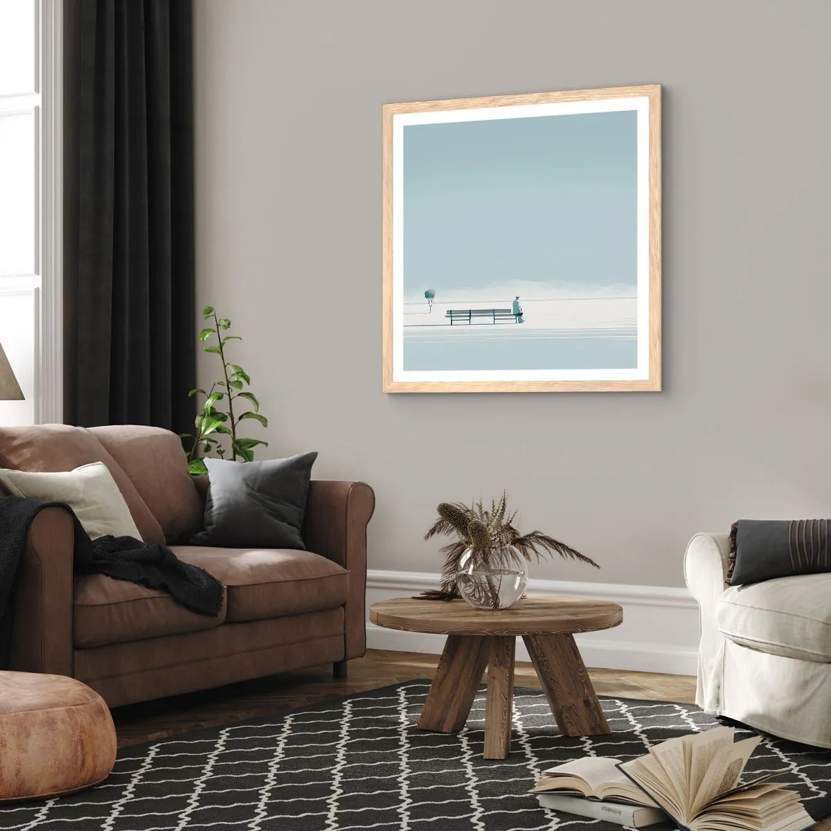 Plakat w ramie jasny dąb - Tak, czekam. - 50x50 cm