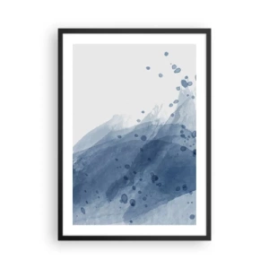Plakat w czarnej ramie - Akwarelowe fale w odcieniach niebieskiego - 50x70cm - Niebieski tiul - Nowoczesna dekoracja ścienna do salonu i sypialni ARTTOR