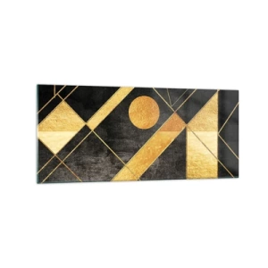 Obraz na szkle - Geometryczne kształty w złotych i czarnych tonacjach - 120x50cm - Słońce pustyni - Nowoczesna dekoracja ścienna do salonu i sypialni ARTTOR