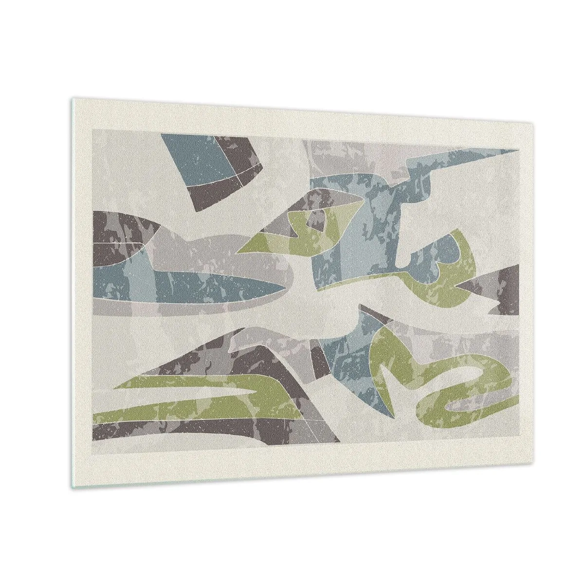 Obraz na szkle - Geometryczna kompozycja w zieleni i szarości - 70x50cm - Kompozycja za szybą - Nowoczesna dekoracja ścienna do salonu i sypialni ARTTOR
