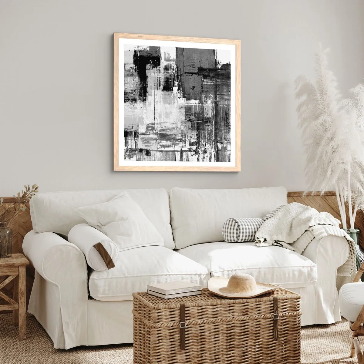 Plakat w ramie jasny dąb - Szare jest piękne - 40x40 cm