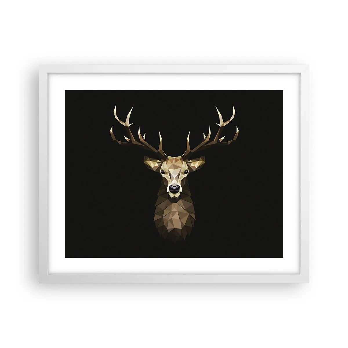 Plakat w białej ramie - Kubistyczny jeleń - 50x40 cm