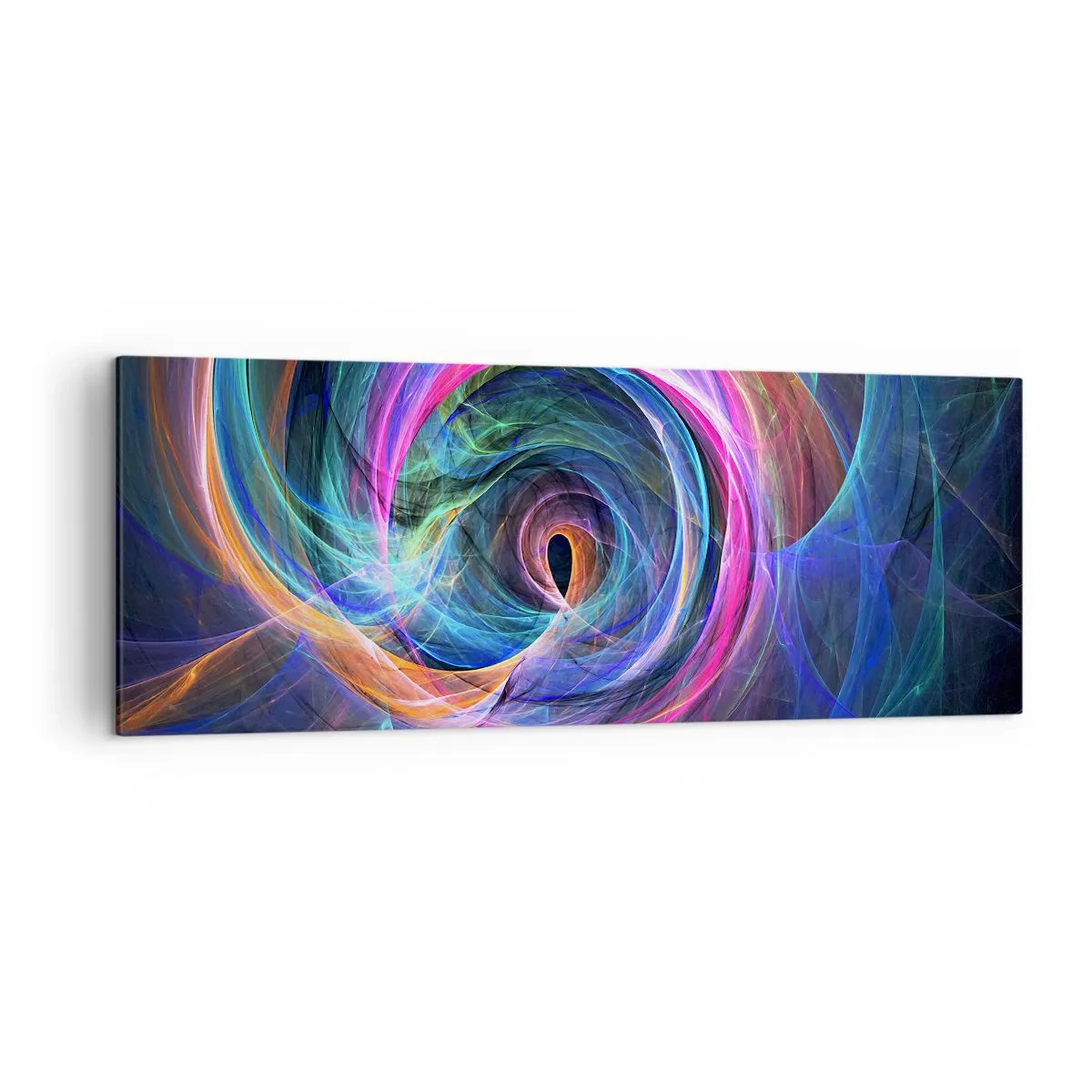 Obraz na płótnie - Abstrakcyjny wir kolorów w odcieniach fioletu, różu i błękitu - 140x50cm - Dokąd mnie zaprowadzisz? - Nowoczesna dekoracja ścienna do salonu i sypialni ARTTOR