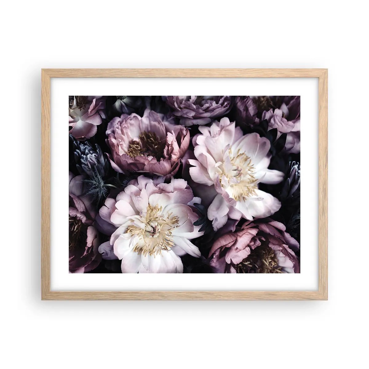 Plakat w ramie jasny dąb - Bukiet w dawnym stylu - 50x40 cm