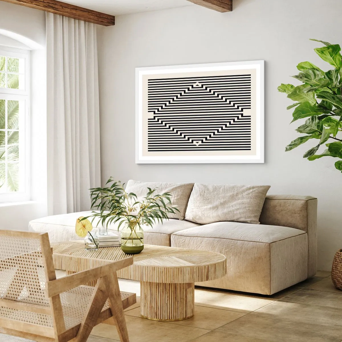 Plakat w białej ramie - Geometryczna iluzja - 100x70 cm