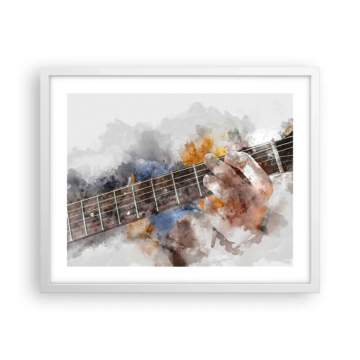 Plakat w białej ramie - Poezja między strunami - 50x40 cm