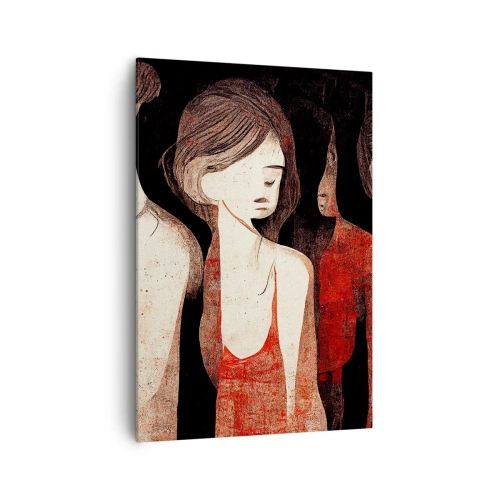 Obraz na płótnie - Artystyczne postacie w abstrakcyjnej kompozycji - 70x100cm - Madonny z ciemności - Nowoczesna dekoracja ścienna do salonu i sypialni ARTTOR