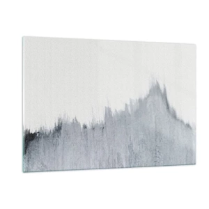 Obraz na szkle - Abstrakcyjna kompozycja w odcieniach szarości przypominająca zapis na tle bieli - 120x80cm - Tajemniczy zapis - Nowoczesna dekoracja ścienna do salonu, kuchni i sypialni ARTTOR