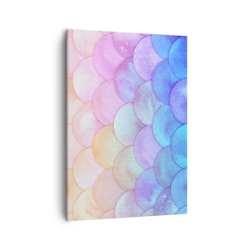 Obraz na płótnie - Pastelowe łuski w odcieniach różu, fioletu i błękitu tworzące harmonijny wzór - 50x70cm - Perłowa łuska - Nowoczesna dekoracja ścienna do salonu, kuchni i sypialni ARTTOR