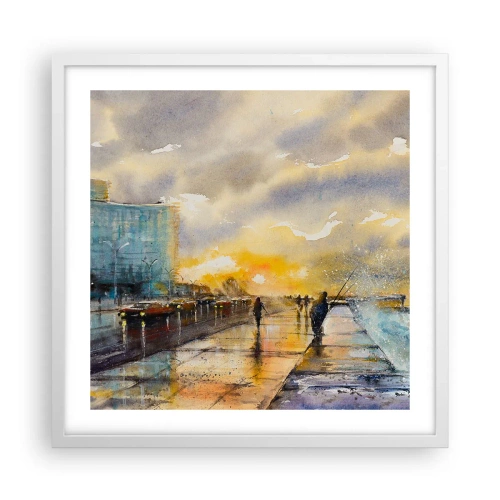 Plakat w białej ramie - Życie na brzegu - 50x50 cm