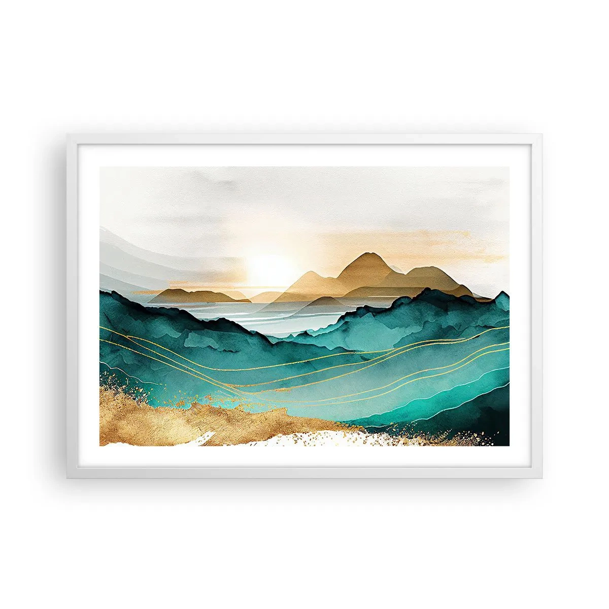 Plakat w białej ramie - Na granicy abstrakcji – pejzaż - 70x50 cm