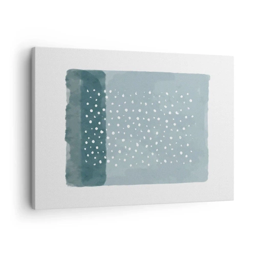 Obraz na płótnie - Minimalistyczny obraz w odcieniach błękitu z kropkami - 70x50cm - Wyrosłe na błękicie - Nowoczesna dekoracja ścienna do salonu i sypialni ARTTOR