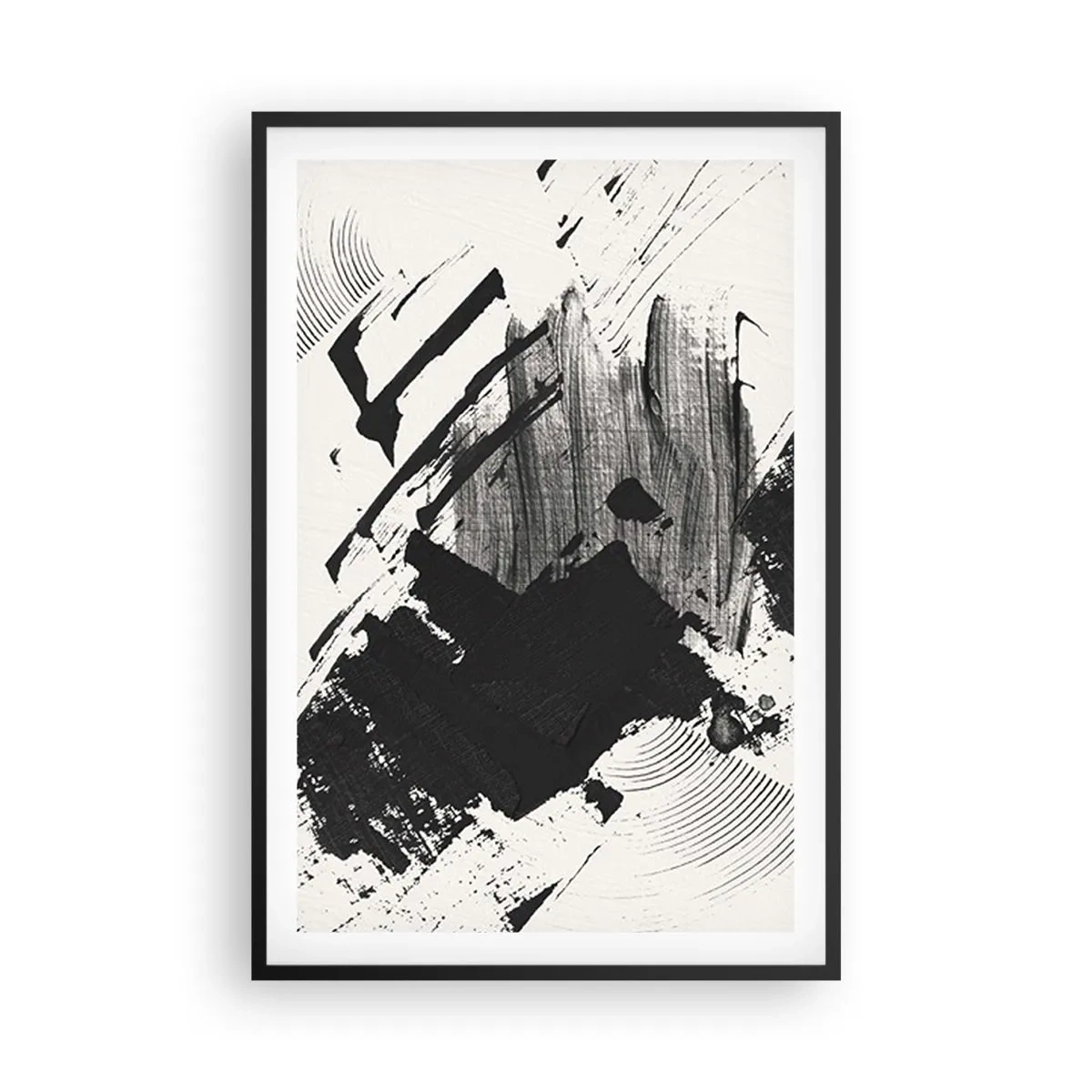 Plakat w czarnej ramie - Abstrakcja – ekspresja czerni - 61x91 cm