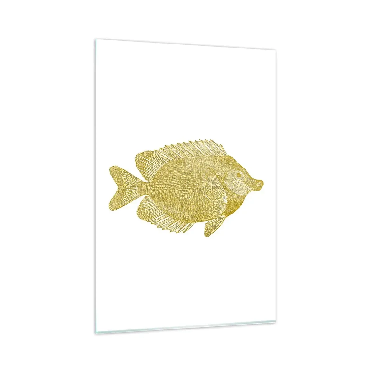 Obraz na szkle - Złota ryba w stylu vintage na jasnym tle - 80x120cm - Ryba i tyle - Nowoczesna dekoracja ścienna do salonu i sypialni ARTTOR