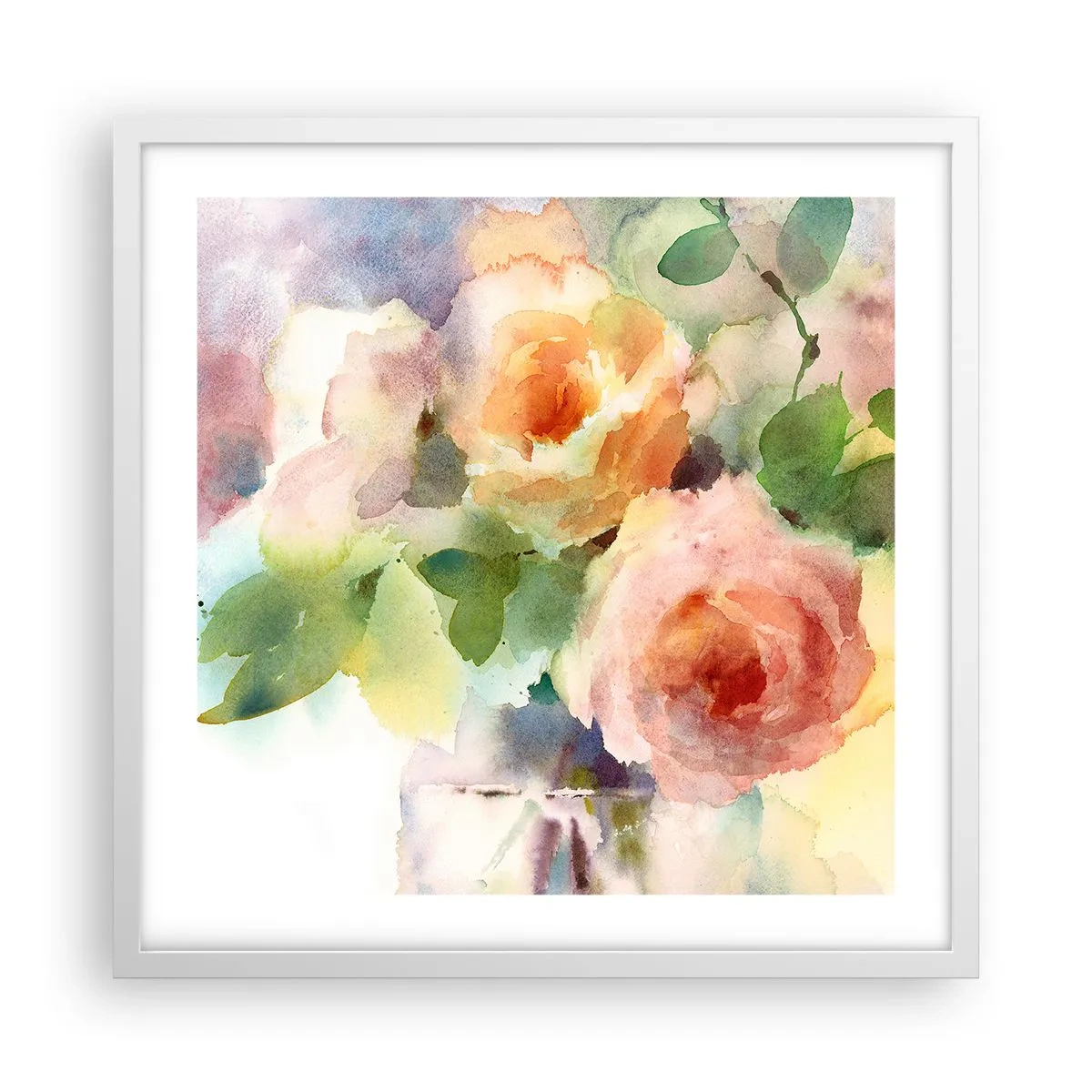 Plakat w białej ramie - Delikatne jak akwarela - 50x50 cm