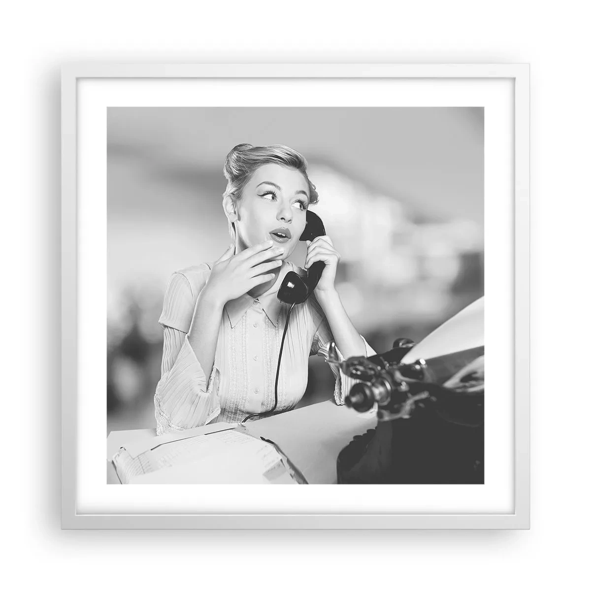 Plakat w białej ramie - Halo, tu lata 50. - 50x50 cm