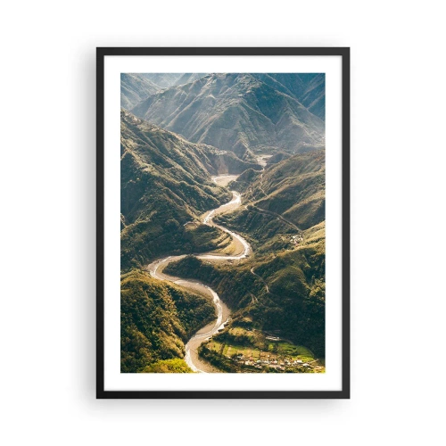 Plakat w czarnej ramie - Malowniczy widok na wijącą się rzekę wśród górskich dolin - 50x70cm - Prosto z serca gór - Nowoczesna dekoracja ścienna do salonu i sypialni ARTTOR