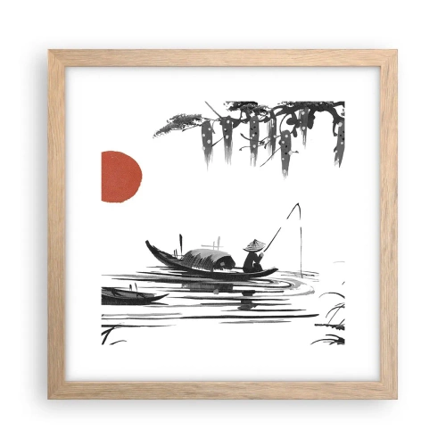 Plakat w ramie jasny dąb - Azjatyckie popołudnie - 30x30 cm