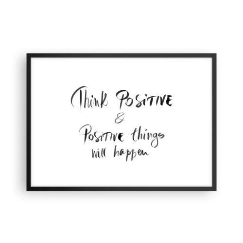 Plakat w czarnej ramie - Inspirujący napis w czerni na białym tle - 70x50cm - Jak żyć? - Nowoczesna dekoracja ścienna do salonu i sypialni ARTTOR