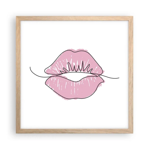 Plakat w ramie jasny dąb - Gotowy do pocałunku? - 40x40 cm