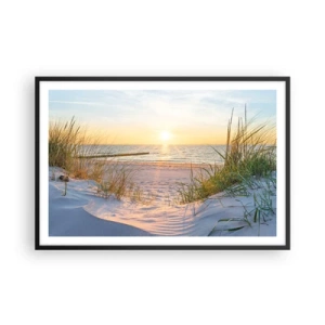 Plakat w czarnej ramie - Morza szum, ptaków śpiew, dzika plaża pośród traw… - 91x61 cm