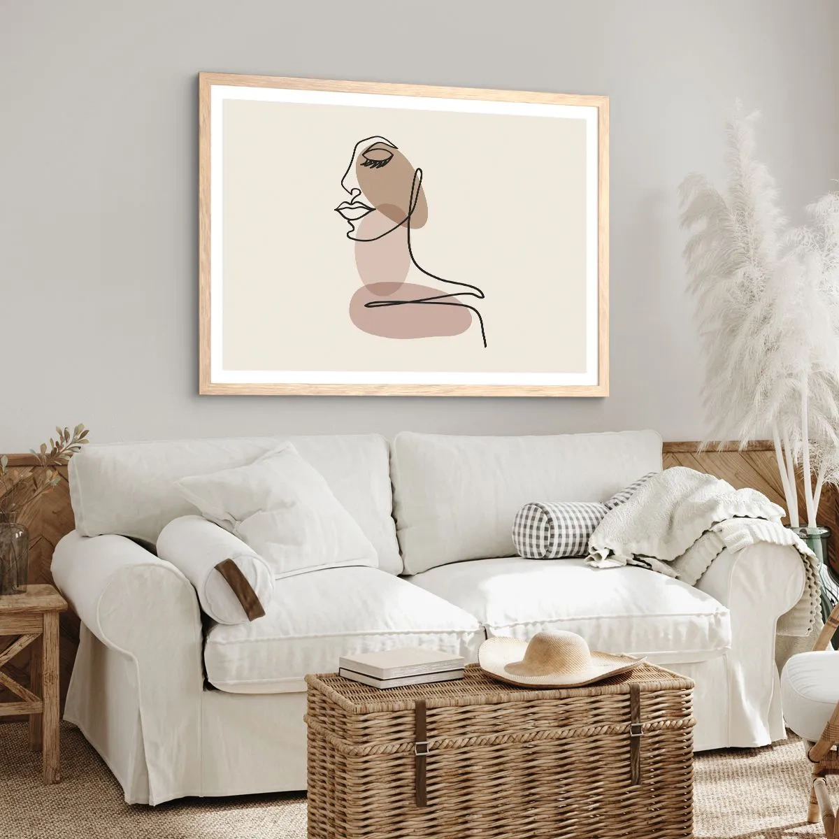 Plakat w ramie jasny dąb - Pewna linia piękna - 100x70 cm