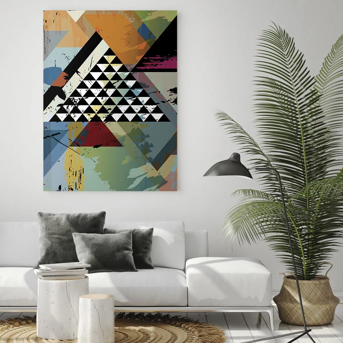 Obraz na szkle - Abstrakcyjna kompozycja geometrycznych kształtów i kolorów - 50x70cm - Jakie to proste - Nowoczesna dekoracja ścienna do salonu, kuchni i sypialni ARTTOR