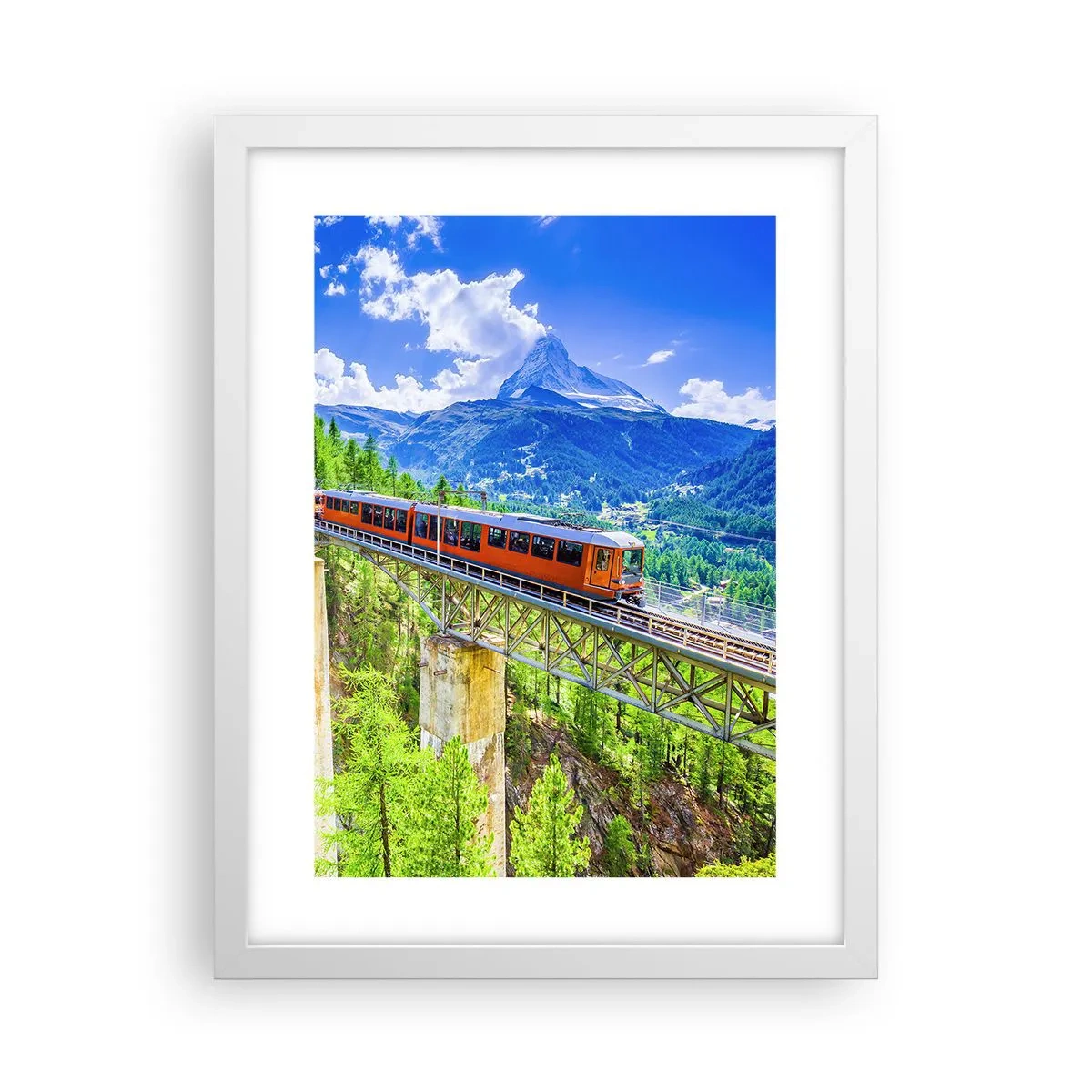 Plakat w białej ramie - Kolej na Alpy - 30x40 cm