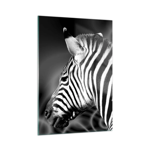 Obraz na szkle - Zebra w czarno-białej estetyce - 50x70cm - Białe jest białe, a czarne jest czarne - Nowoczesna dekoracja ścienna do salonu, kuchni i sypialni ARTTOR