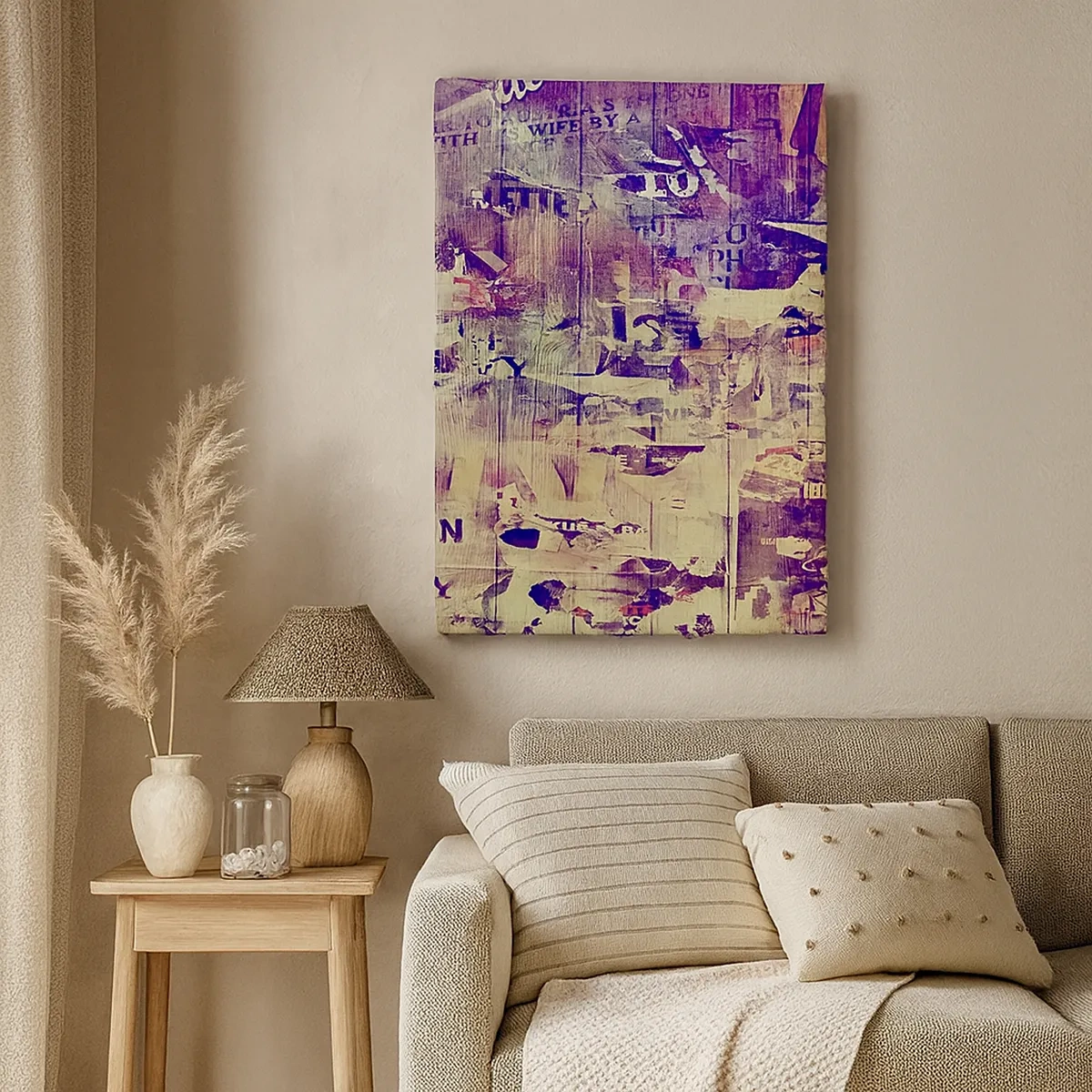 Obraz na płótnie - Kolorowa abstrakcja z teksturami i napisami - 50x70cm - I tyle zostanie - Nowoczesna dekoracja ścienna do salonu, kuchni i sypialni ARTTOR