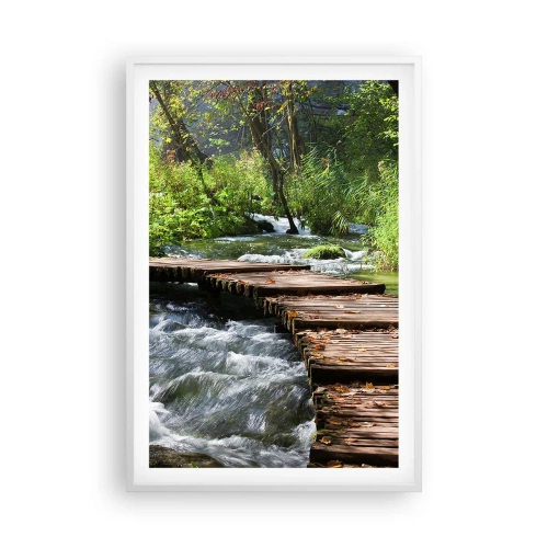 Plakat w białej ramie - Nad pienistą kaskadą - 61x91 cm